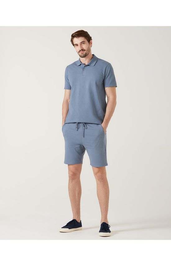 Bermuda Básica Masculina Slim Fit Bolso Faca Em Moletom Stretch
