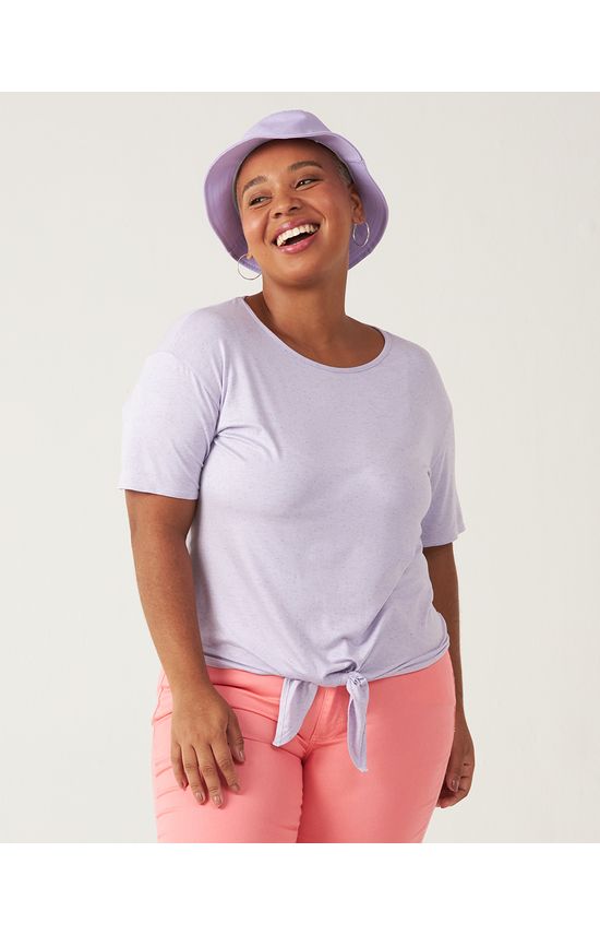 Blusa Básica Feminina Plus Size Amarração Frontal Em Viscolinho Premium