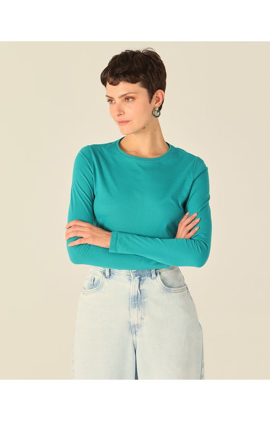 Blusa Básica Feminina Decote Redondo Em Meia Malha