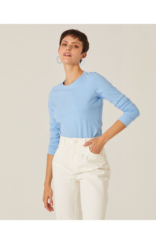 Blusa Básica Feminina Decote Redondo Em Meia Malha