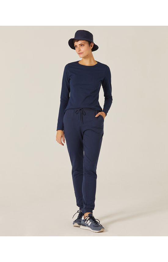 Calça Básica Feminina Jogger Em Moletom Stretch