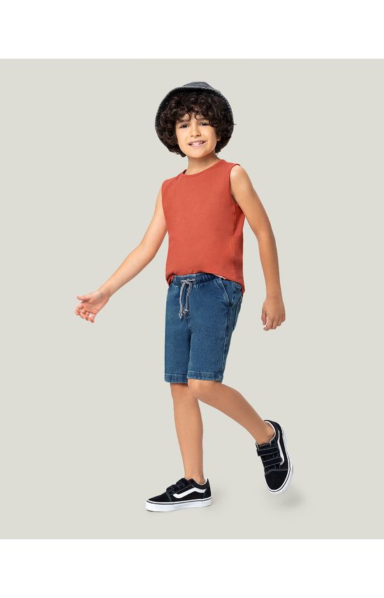 Bermuda Infantil Menino Comfort Em Jeans Moletom Malwee Kids