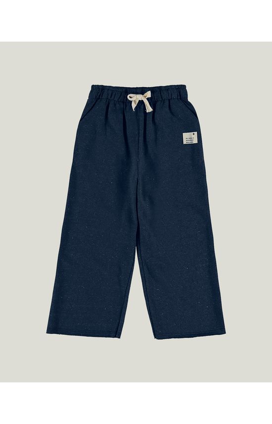 Calça Infantil Menina Wide Leg Em Moletinho Rajado Sustentável Malwee Kids