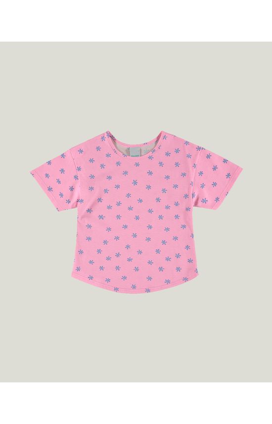 Blusa Infantil Menina Mullet Flores Em Algodão Orgânico Malwee Kids