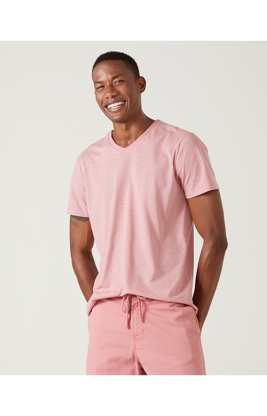 Camiseta Básica Masculina Decote V Em Malha Fio A Fio