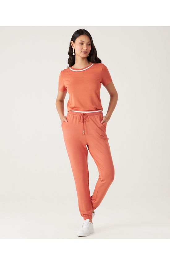 Calça Básica Feminina Jogger Em Moletinho De Viscose