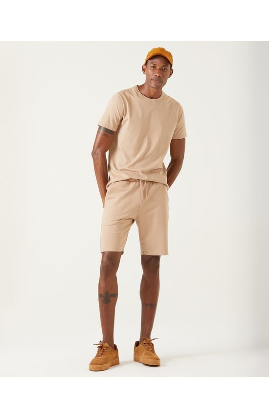 Bermuda Básica Masculina Cintura Média Em Moletom Sem Flanela