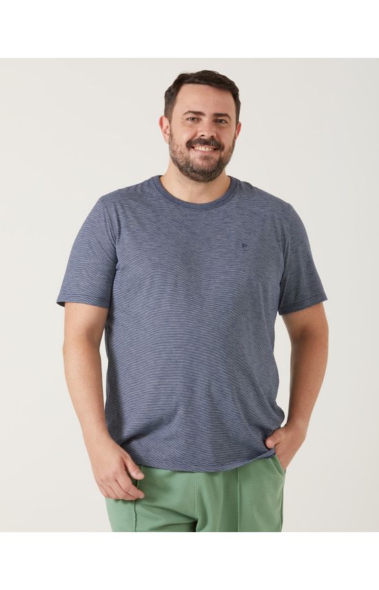 Camiseta Básica Masculina Plus Size Decote Redondo Em Malha Fio A Fio