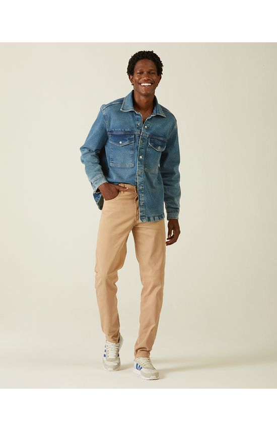 Calça Masculina Slim Em Jeans Com Elastano