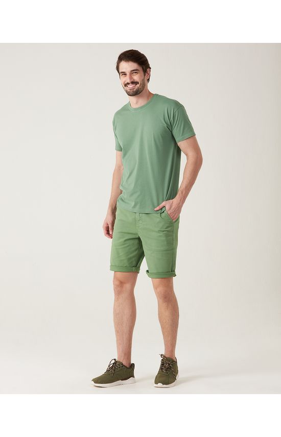 Bermuda Masculina Com Bolsos Em Sarja Com Elastano