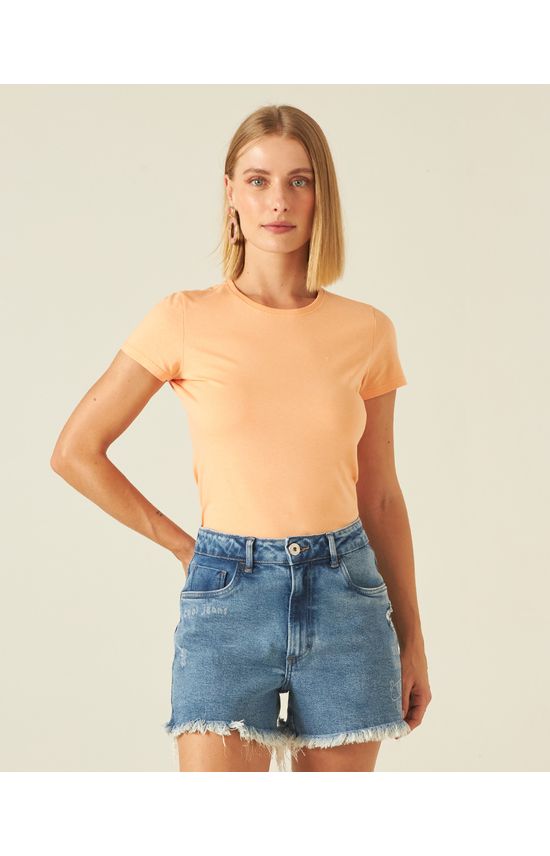 Blusa Básica Feminina Baby Look Em Algodão