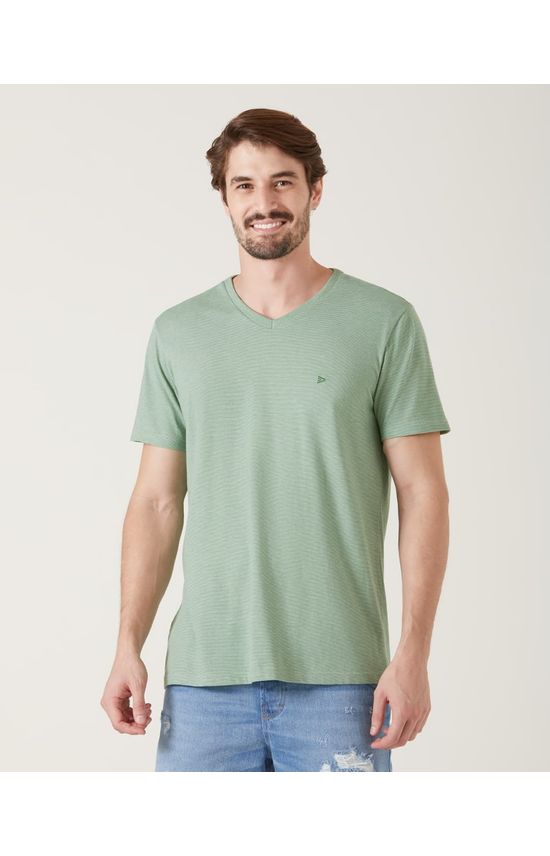 Camiseta Básica Masculina Decote V Em Malha Fio A Fio