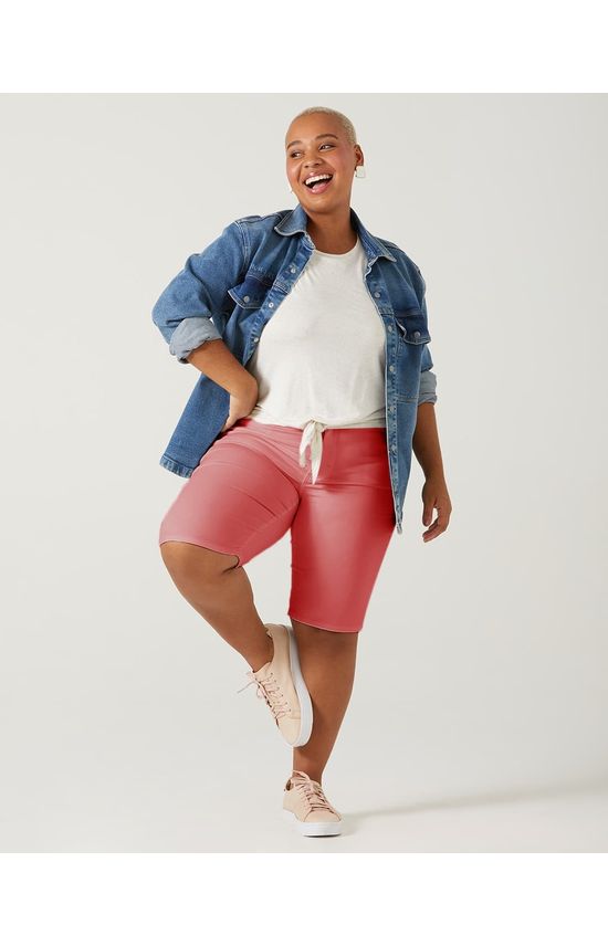 Bermuda Feminina Plus Size Ciclista Em Flex Jeans