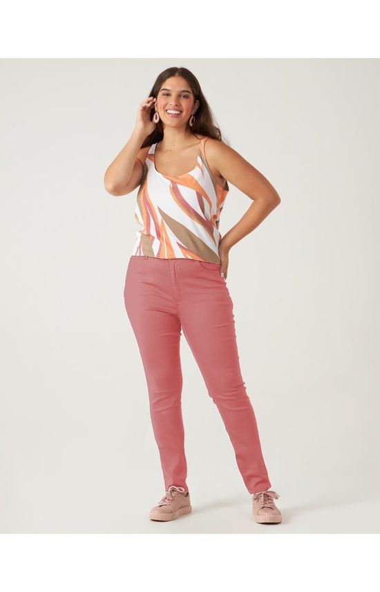 Calça Feminina Plus Size Skinny Em Flex Jeans