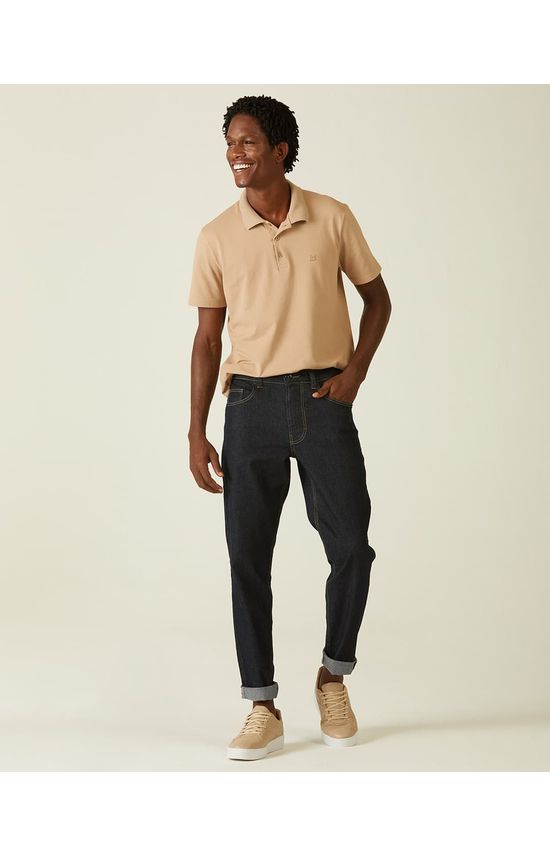 Calça Masculina Slim Bolso Bordado Em Flex Jeans