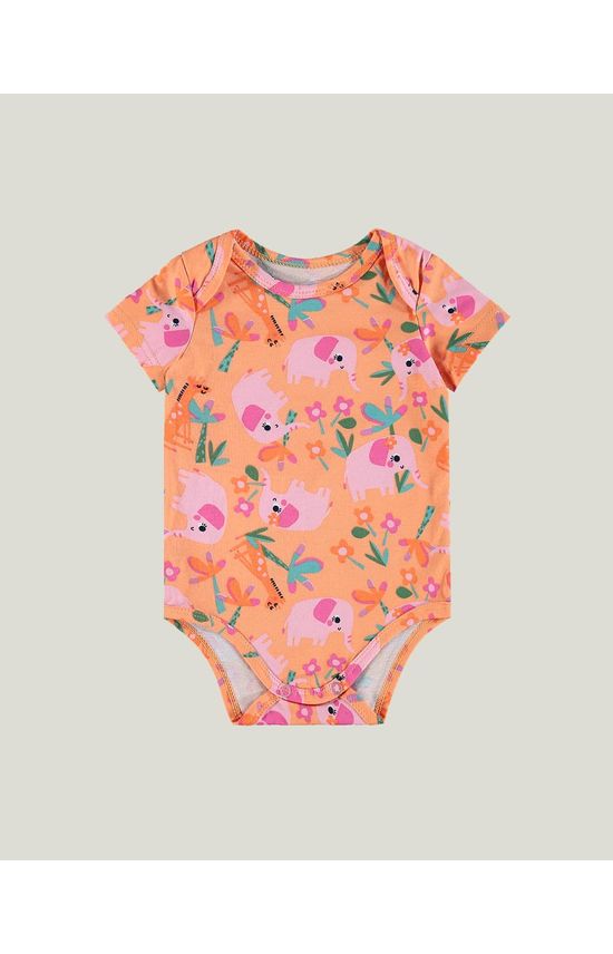 Body Bebê Decote Redondo Elefantes Em Algodão Malwee Kids