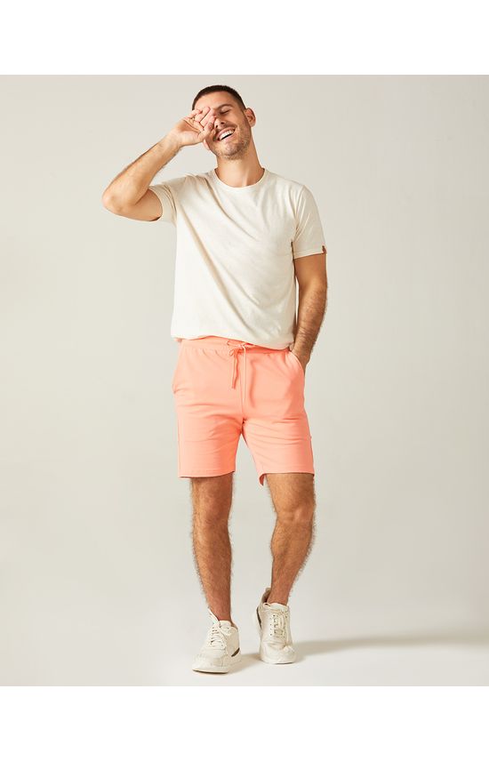 Bermuda Básica Masculina Slim Fit Bolso Faca Em Moletom Stretch