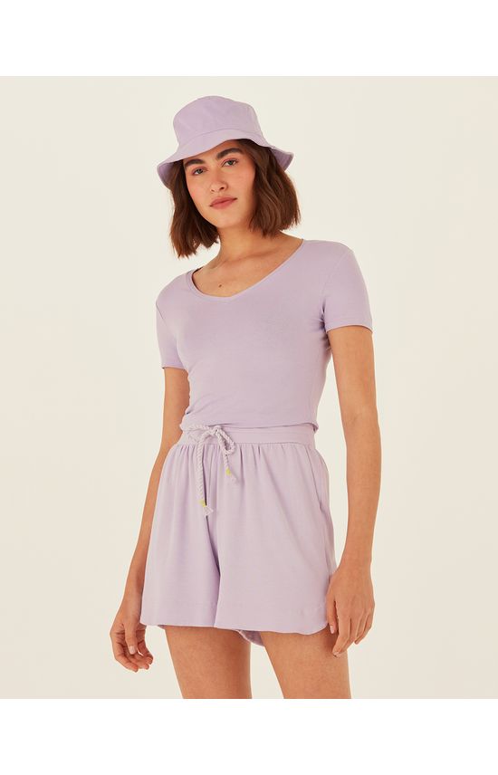 Blusa Básica Feminina Decote V Em Viscose Stretch