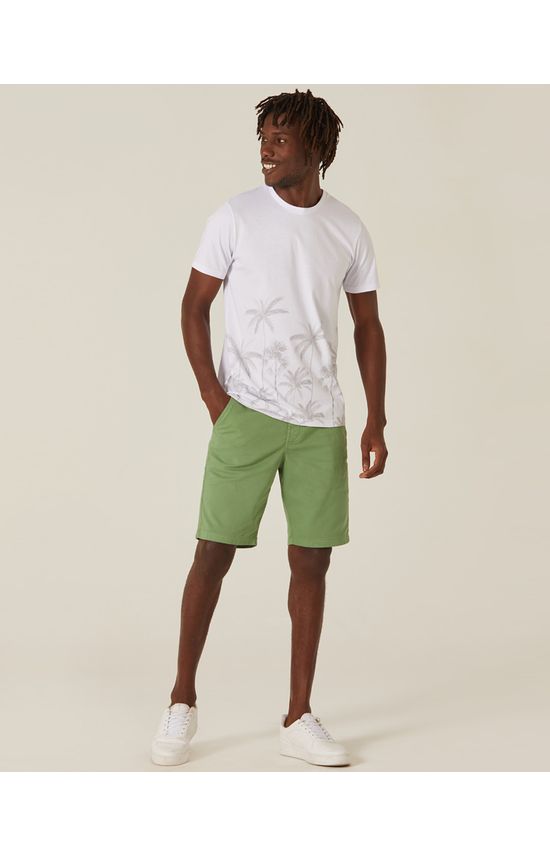 Bermuda Masculina Slim Em Sarja Com Elastano