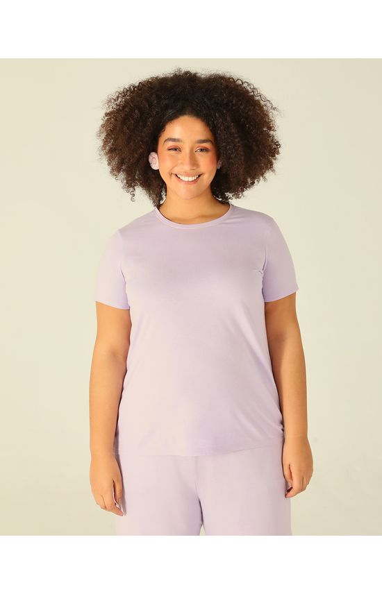 Blusa Básica Feminina Plus Size Em Malha Orgânica