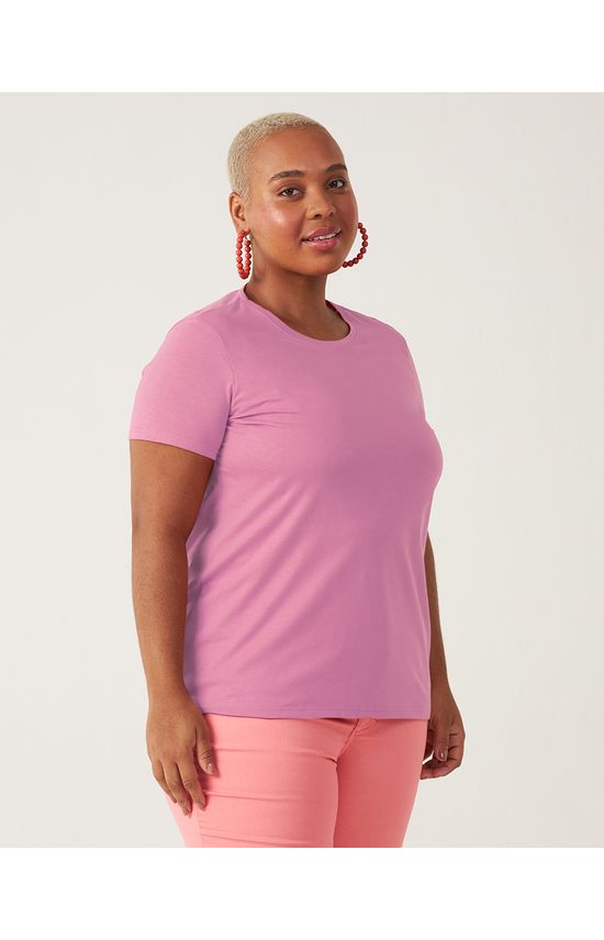 Blusa Básica Feminina Plus Size Em Malha Orgânica