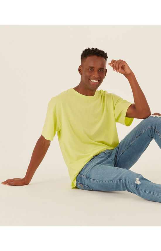 Camiseta Básica Masculina Box Com Decote Redondo Em Algodão