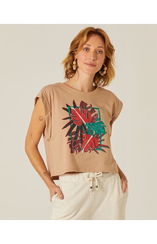 Camiseta Feminina Muscle Tee Com Bordado Em Algodão
