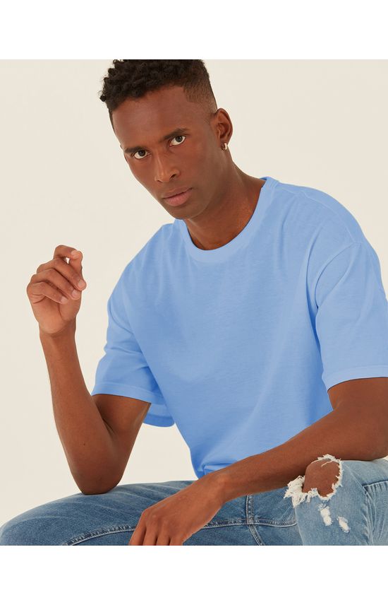 Camiseta Básica Masculina Box Com Decote Redondo Em Algodão