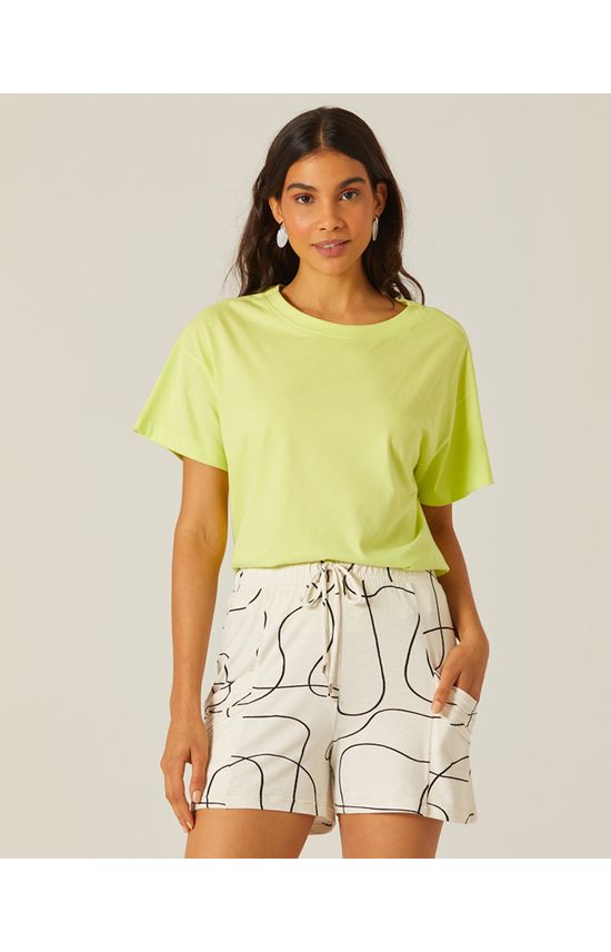 Blusa Básica Feminina Neon Oversized Em Algodão