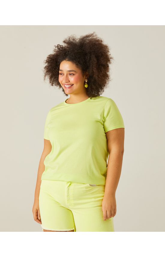 Blusa Básica Feminina Plus Size Em Malha Orgânica