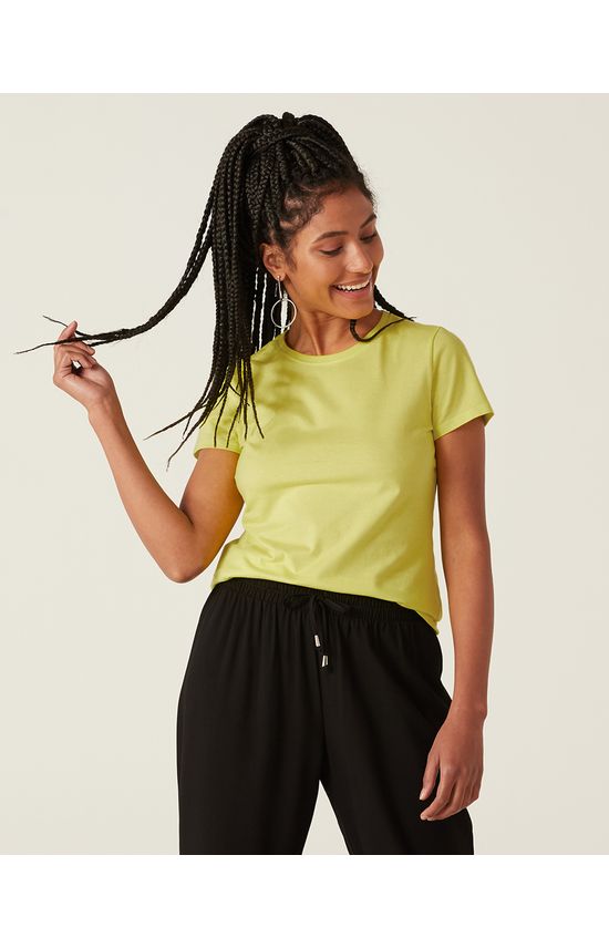 Blusa Básica Feminina Baby Look Em Algodão