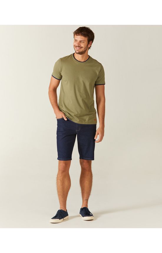 Bermuda Masculina Tradicional Em Jeans Com Elastano