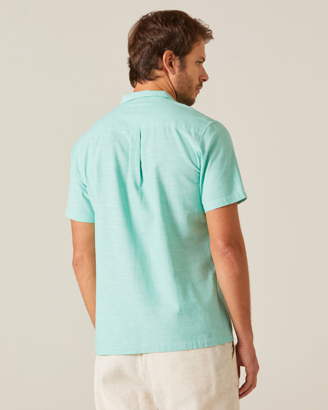 Camisa Masculina Manga Curta Em Chambray - Imagem 7