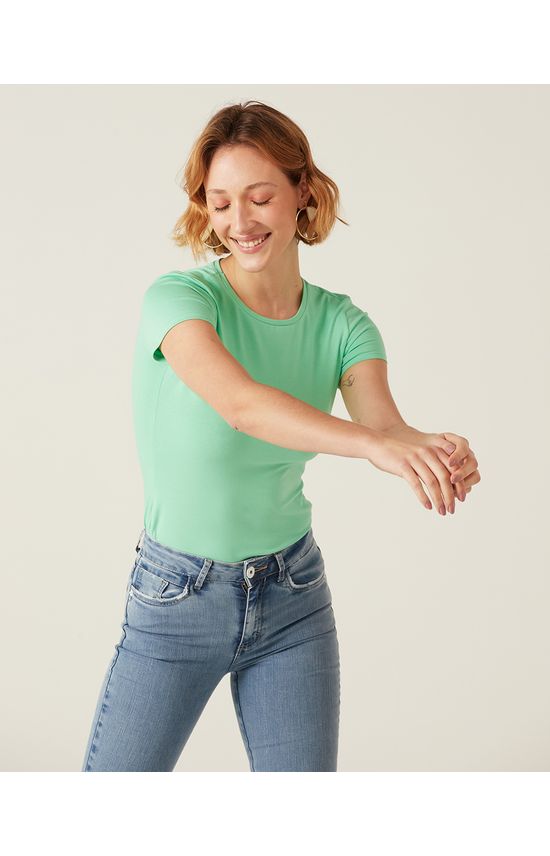 Blusa Básica Feminina Decote Redondo Em Algodão