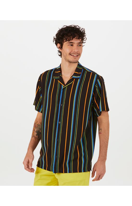 Camisa Masculina Oversized Listrada Em Viscose