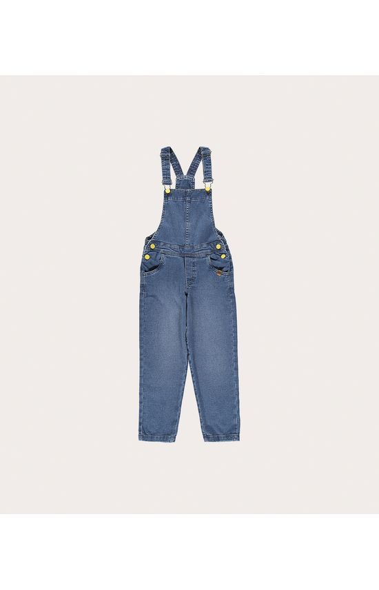 Jardineira Infantil Unissex Alça Regulável Em Jeans Moletom Malwee Kids