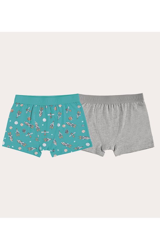 Kit 2 Cuecas Boxer Infantis Menino Em Algodão Malwee Kids