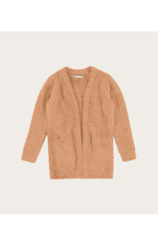 Cardigan Infantil Menina Alongado Em Tricô Felpudo Malwee Kids