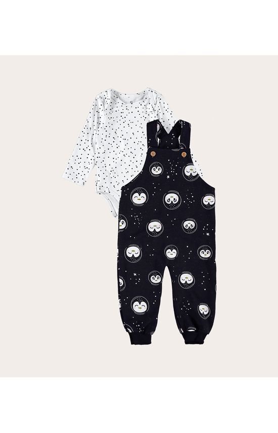 Conjunto Infantil Unissex Jardineira Estelar Em Moletom Malwee Kids