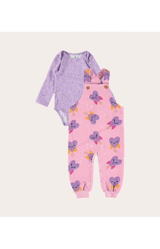 Conjunto Infantil Unissex Jardineira Partículas Em Moletom Malwee Kids