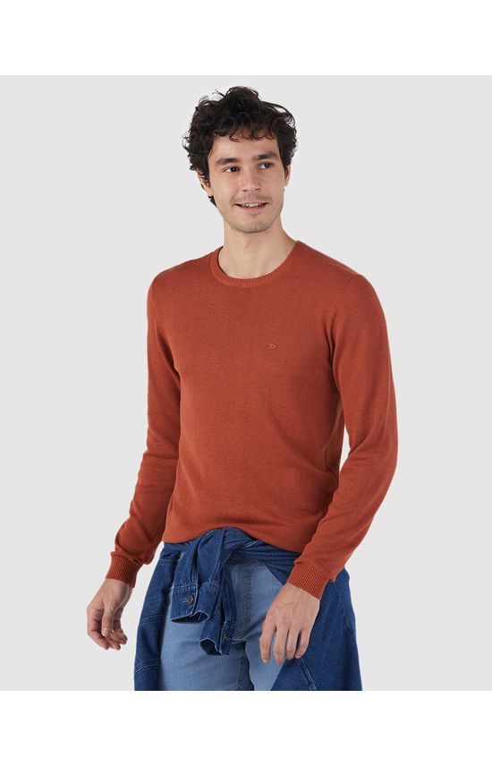 Blusão Básico Masculino Decote Redondo Em Tricô
