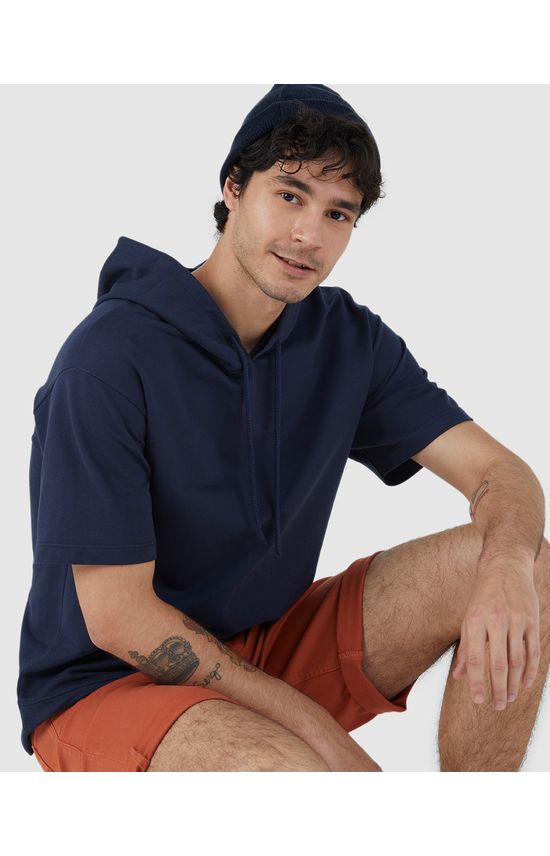 Camiseta Box Masculina Com Capuz Em Moletom Sem Flanela