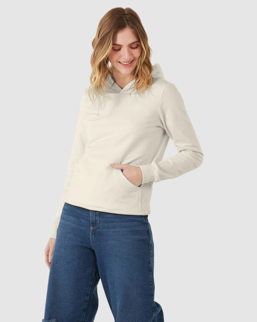 Blusão Básico Feminino Com Capuz Moletom Stretch Flanelado