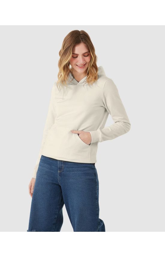 Blusão Básico Feminino Com Capuz Moletom Stretch Flanelado