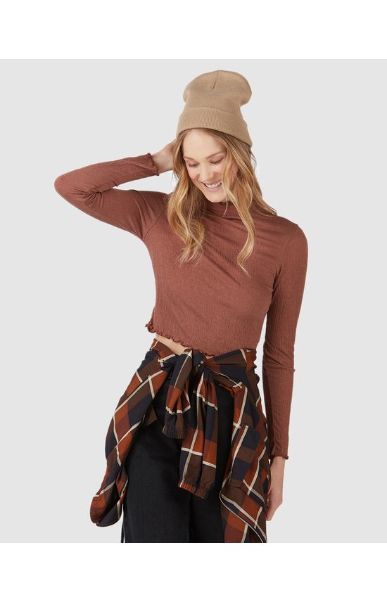 Blusa Básica Feminina Picot Em Malha De Viscose Texturizada