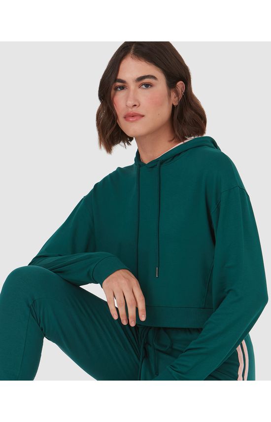 Blusão Básico Feminino Capuz Forrado Em Moletinho De Viscose
