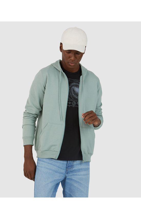 Jaqueta Básica Masculina Com Capuz Em Moletom Flanelado