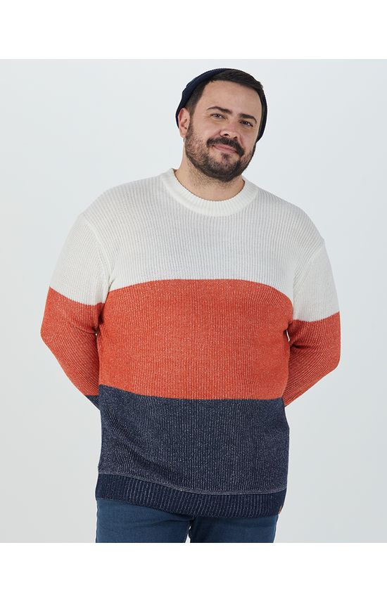 Blusão Masculino Plus Size Listras Em Tricô