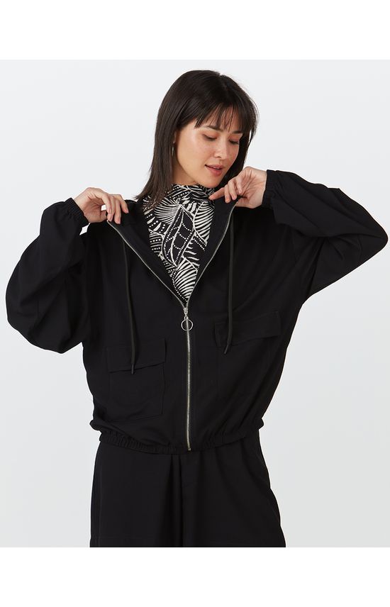 Jaqueta Bomber Feminina Bolso Frontal Em Viscose