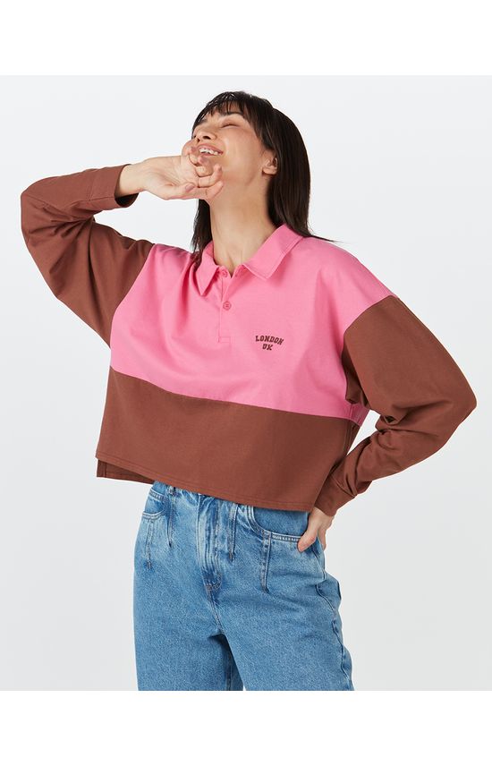 Blusa Feminina Peitilho Frontal Bicolor Em Algodão